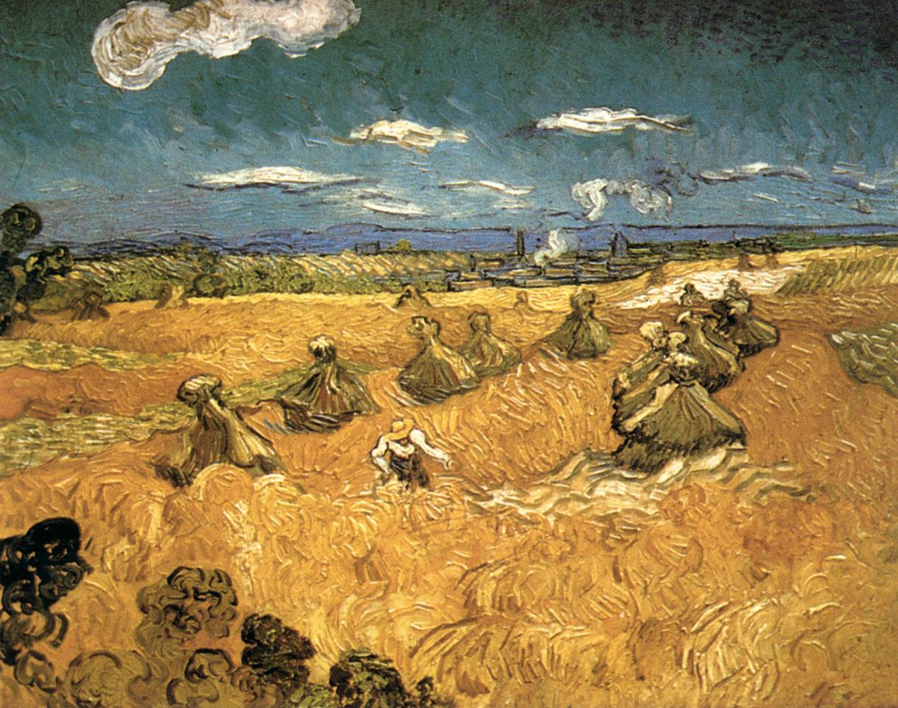 Wheat Stacks with Reaper