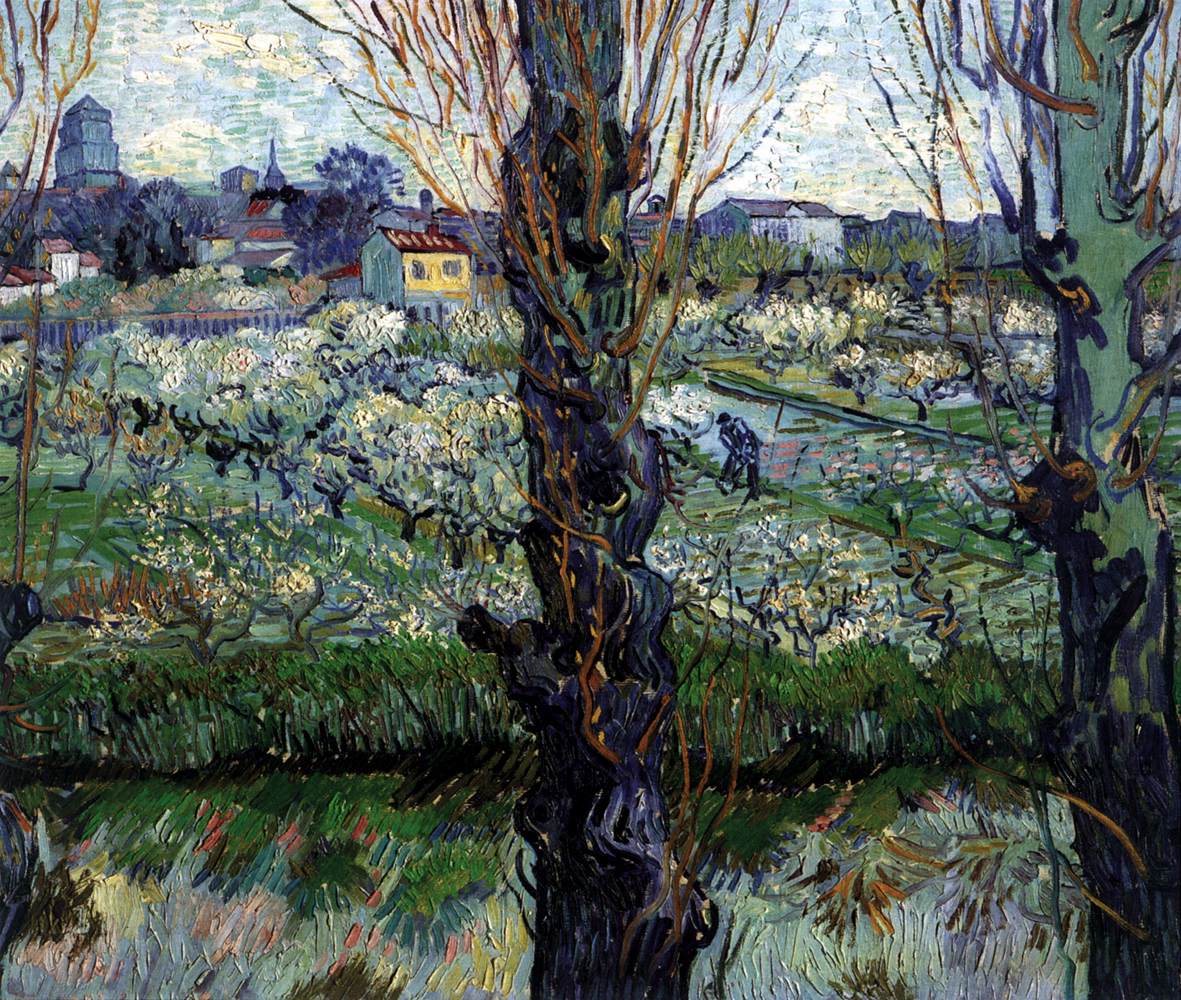 Orchard in Blossom with View of Arles