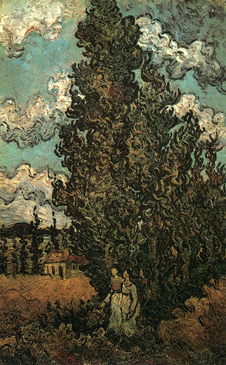 Cypresses and Two Women