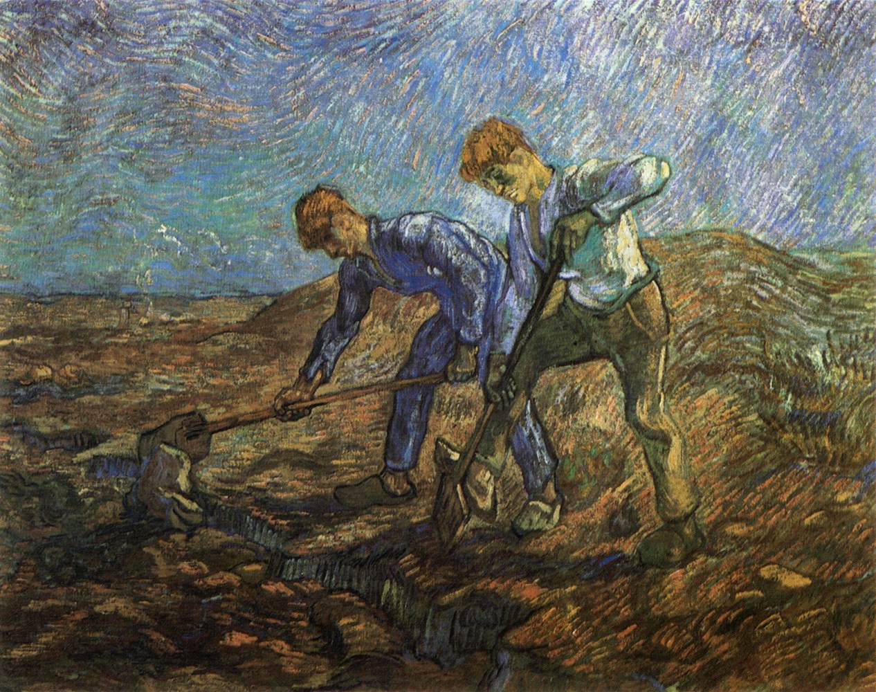 Two Peasants Digging (after Millet)