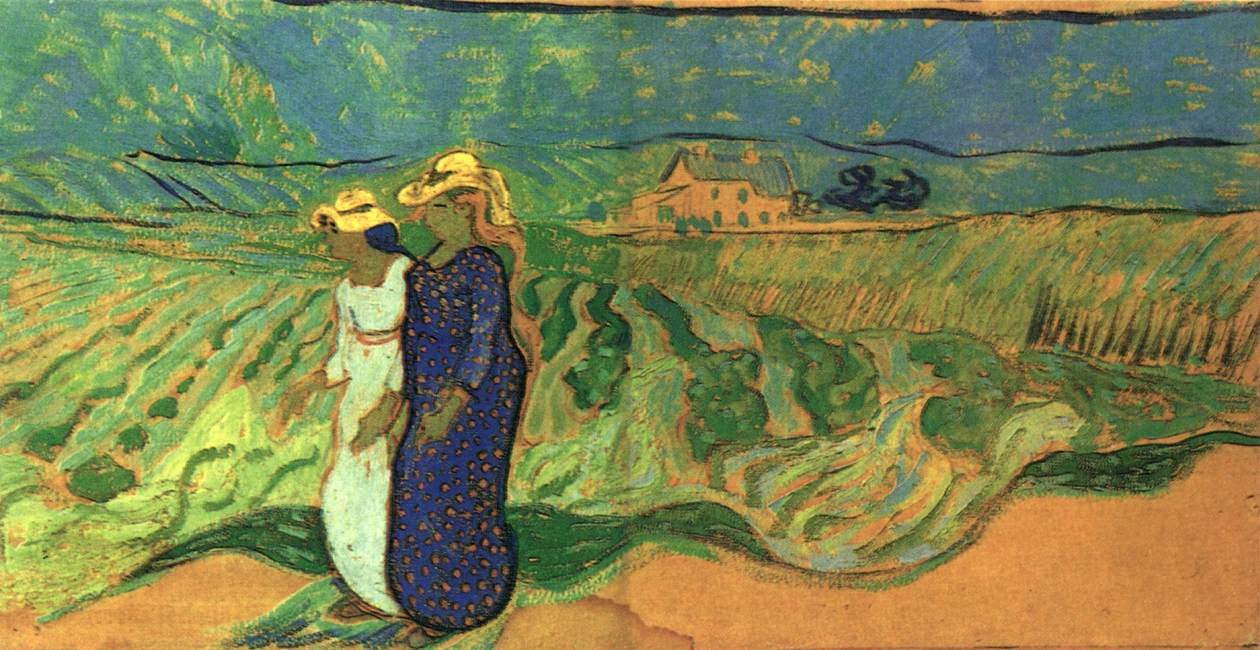 Two Women Crossing the Fields
