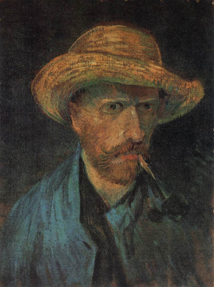 Self-Portrait with Straw Hat and Pipe
