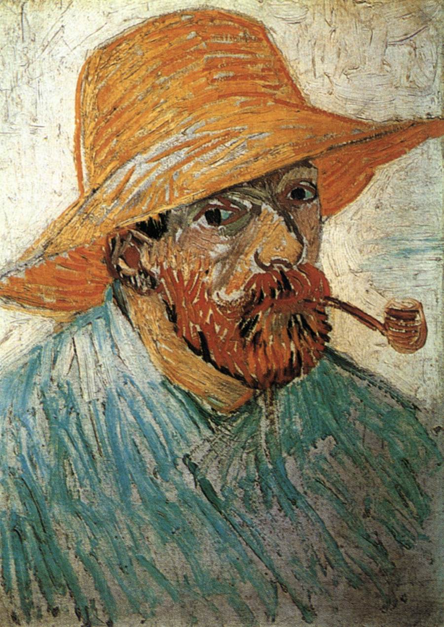 Self-Portrait with Pipe and Straw Hat