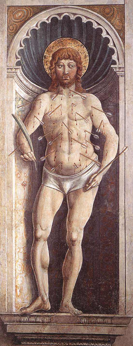 St Sebastian (on the pillar)