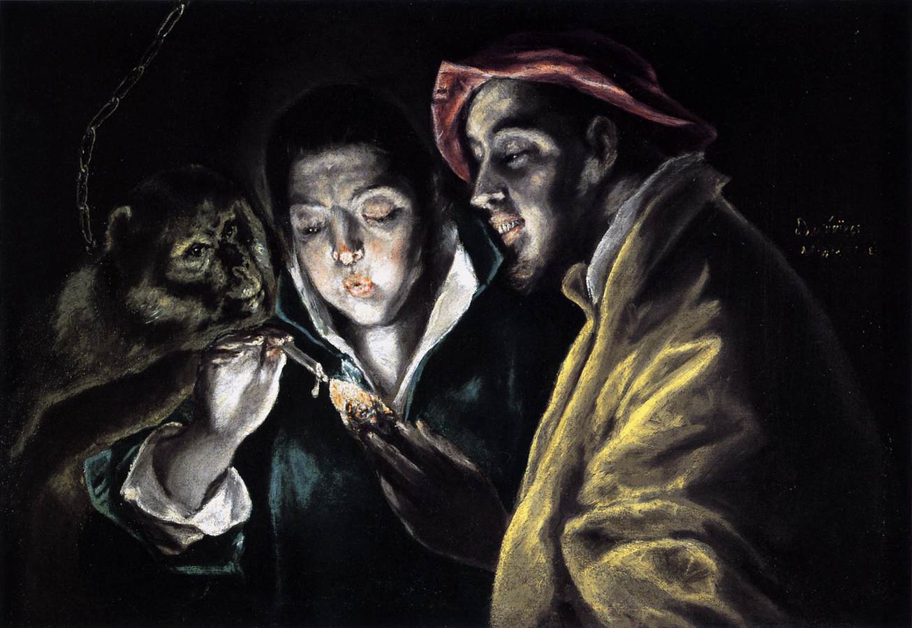 An Allegory with a Boy Lighting a Candle in the Company of an Ape and a Fool (Fábula)