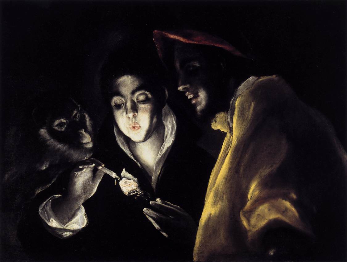 An Allegory with a Boy Lighting a Candle in the Company of an Ape and a Fool (Fábula)