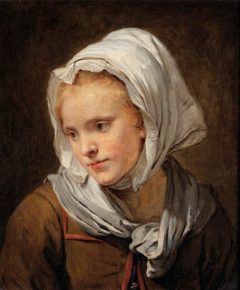 Portrait of a Young Woman with White Headscarf