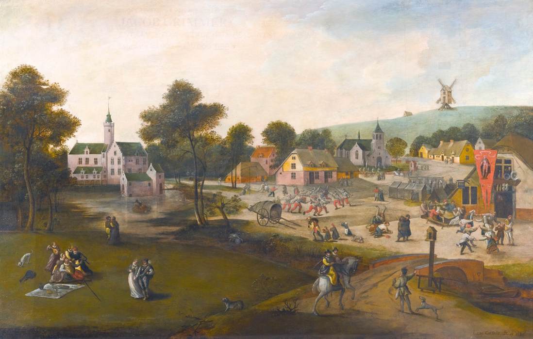 Entrance to a Village with Peasants Carousing