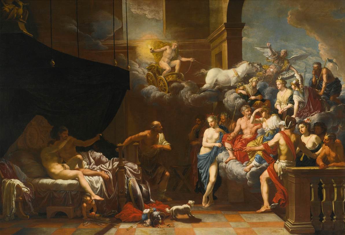 Vulcan Surprising Venus and Mars in Bed before an Assembly of the Gods