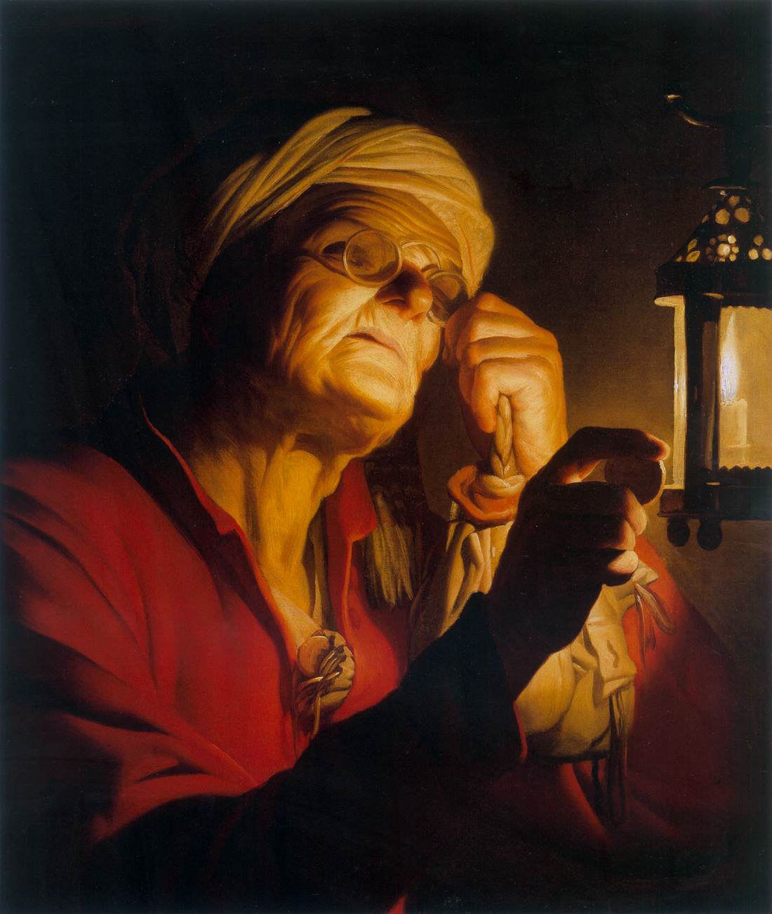 Old Woman Examining a Coin by a Lantern