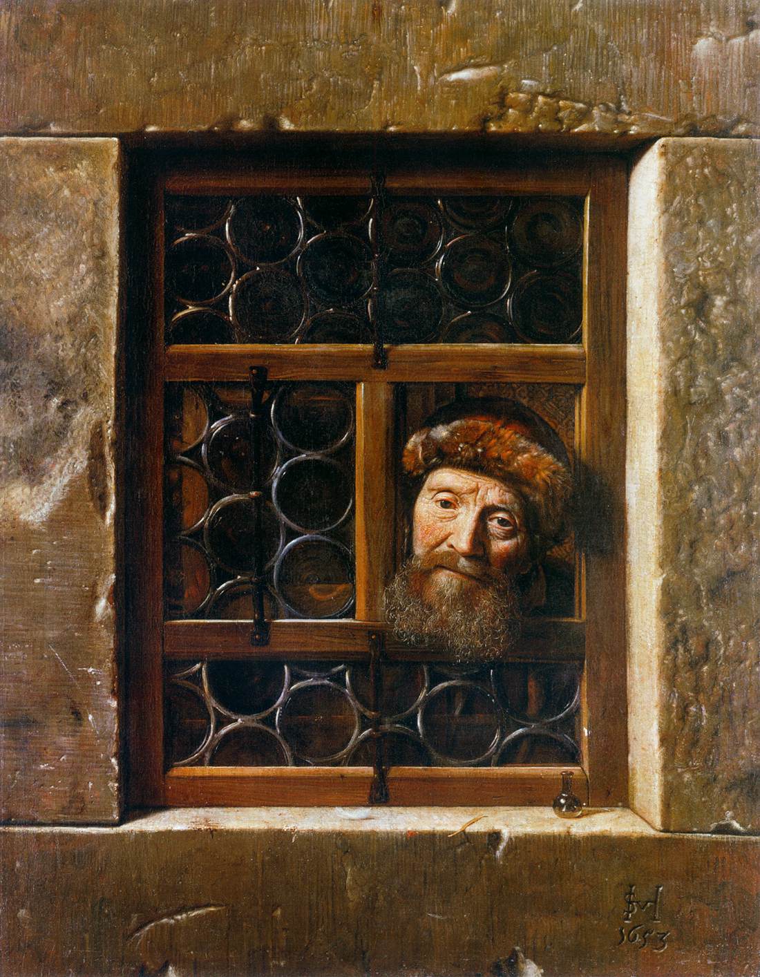 Man Looking through a Window