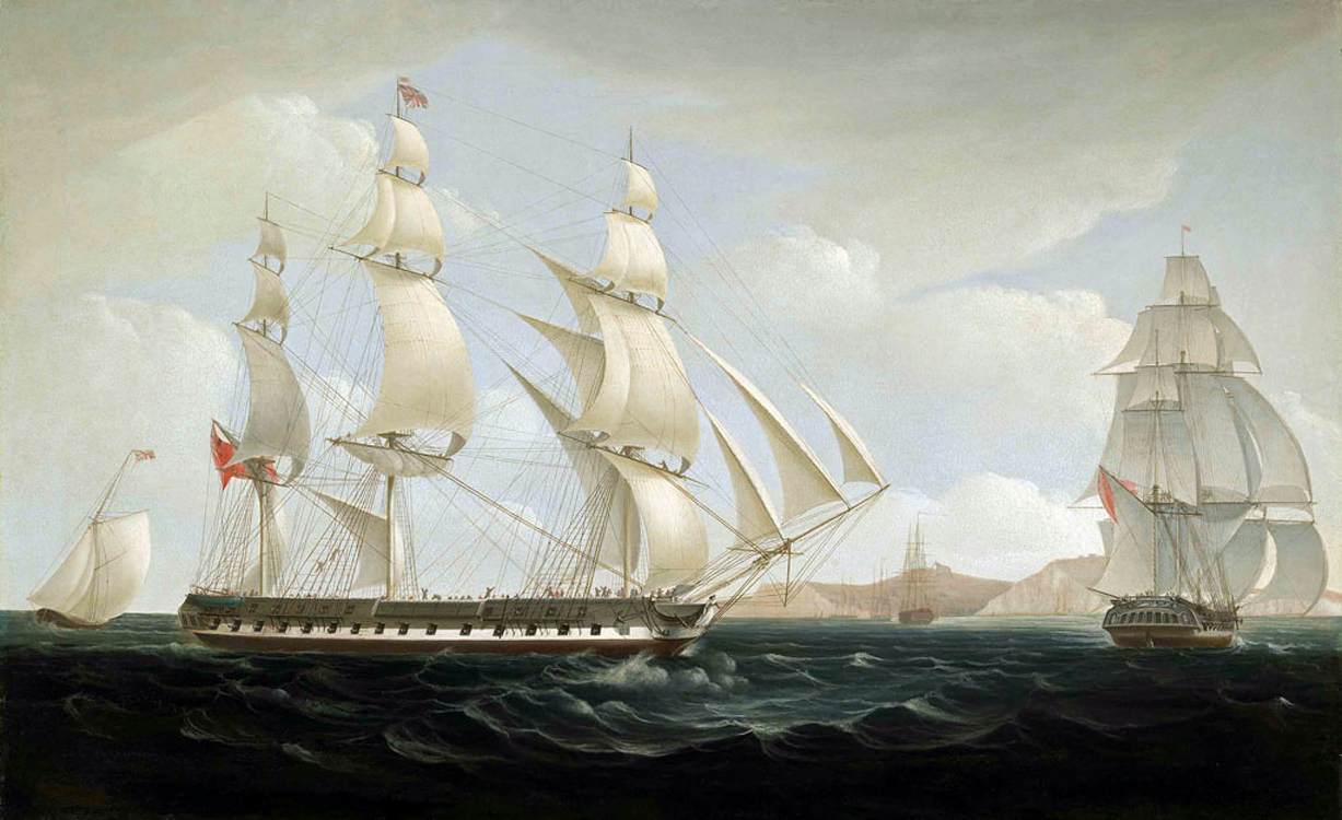 The East Indiaman 'Ceres' in Two Positions off St. Helena
