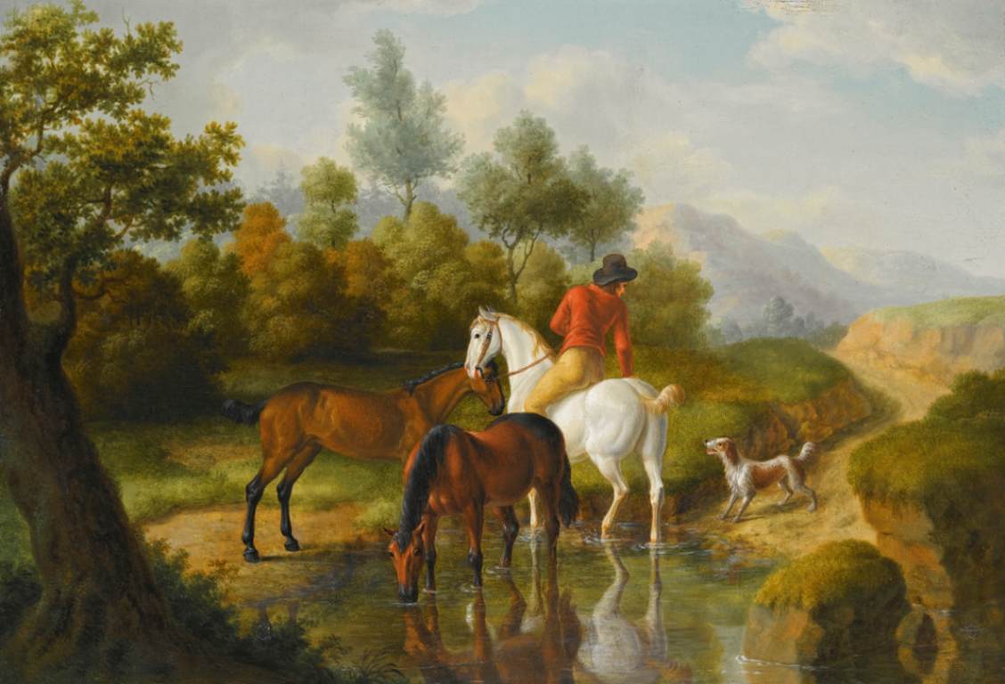 A Gentleman with Horses by a Stream
