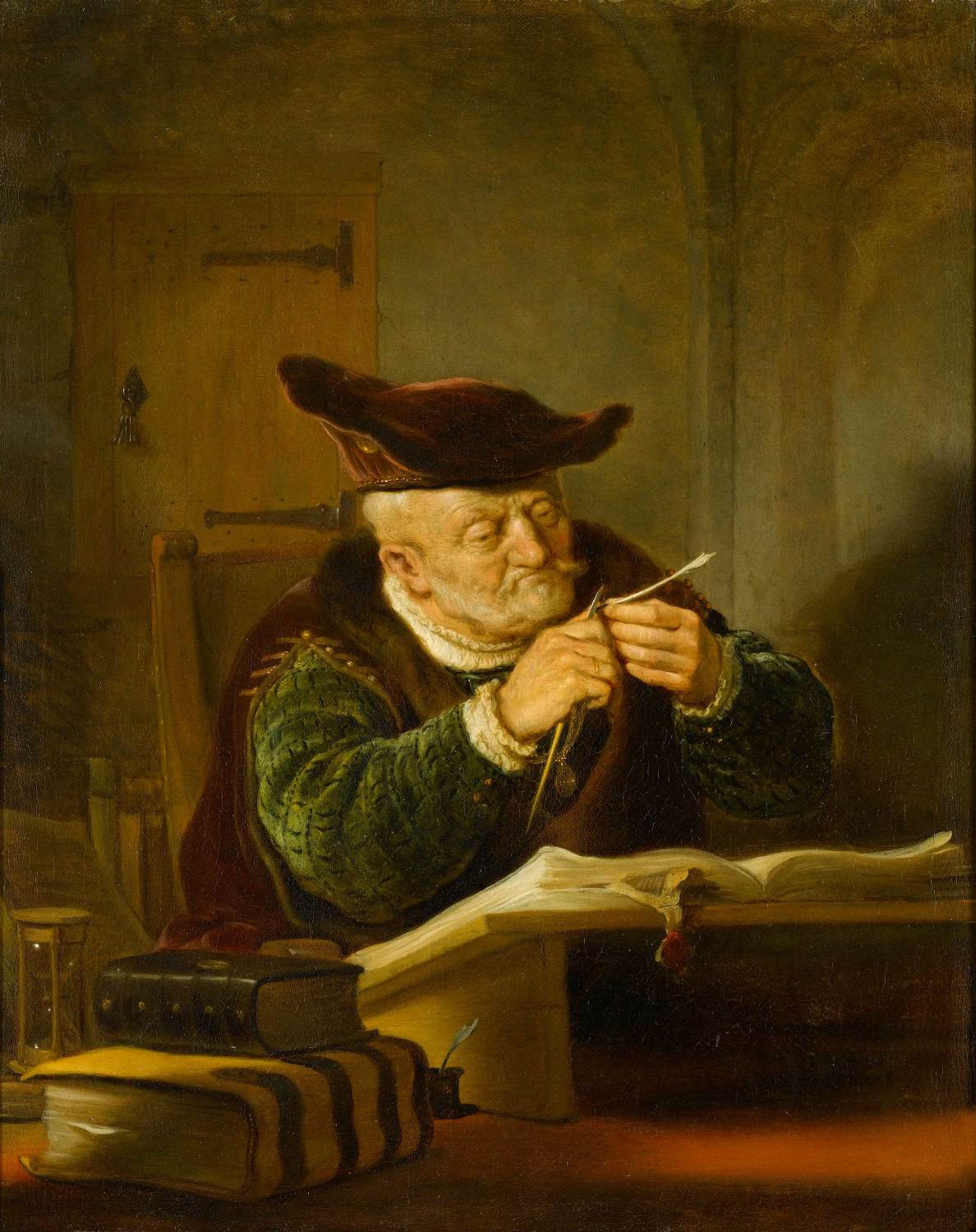 A Scholar Sharpening his Quill