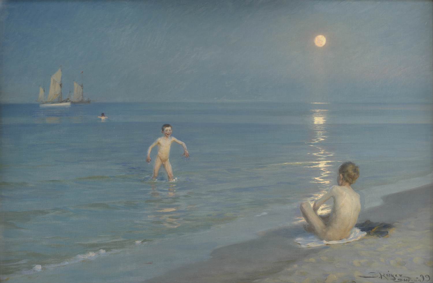 Boys Bathing at Skagen. Summer Evening