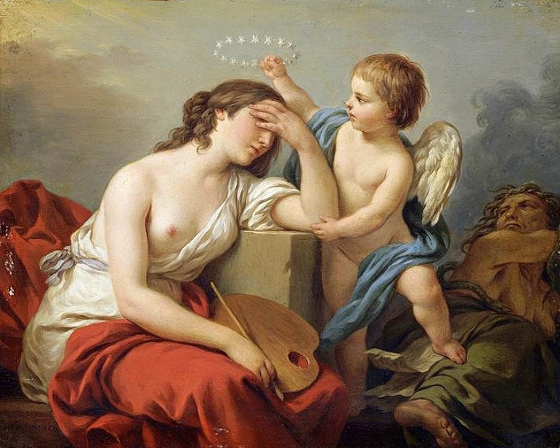 Love Consoling Painting from the Critics of her Enemies