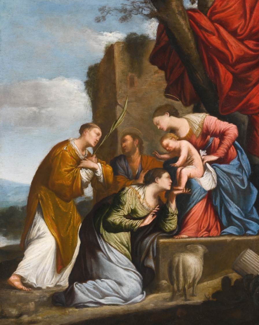 Adoration of the Christ Child, with Three Saints
