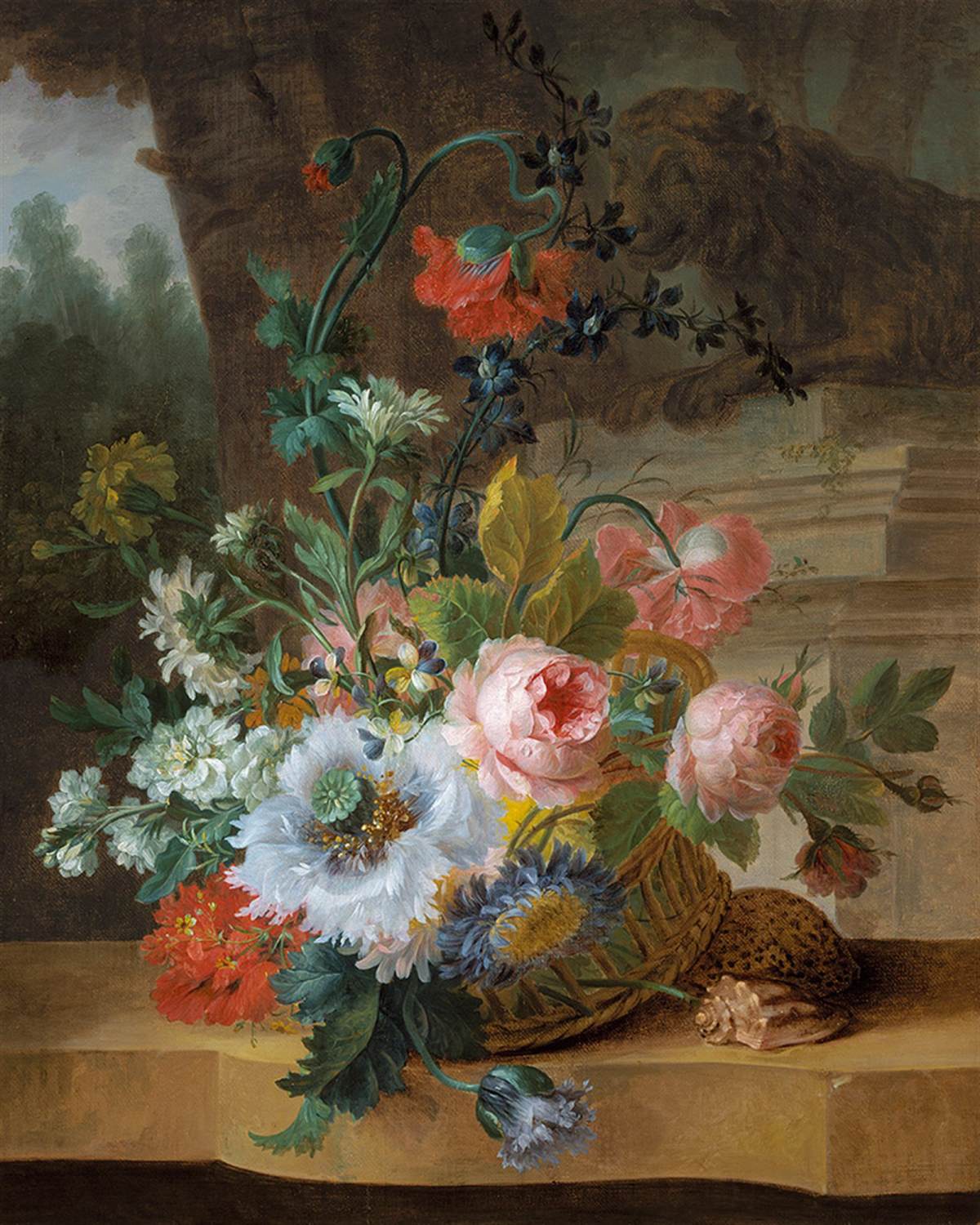 Still-Life with Flowers in a Park Landscape