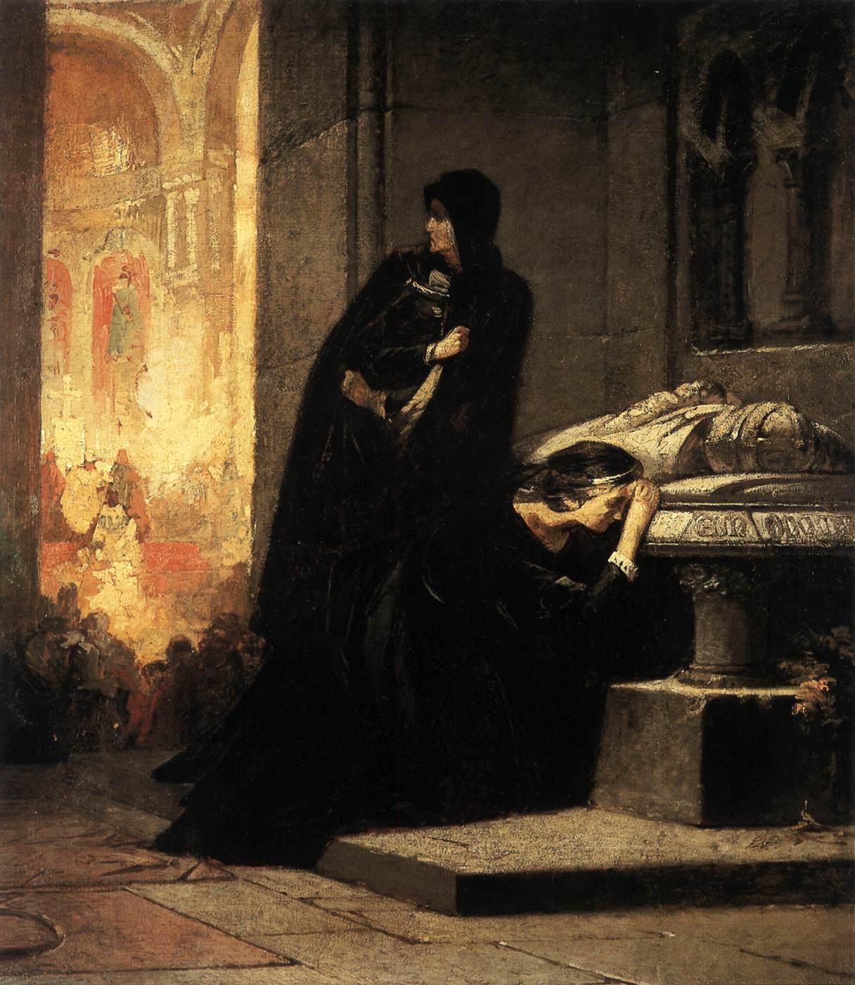 Queens Elisabeth and Mary at the Tomb of King Lajos the Great in 1385