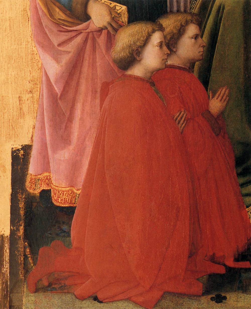 St Lawrence Enthroned with Saints and Donors (detail)