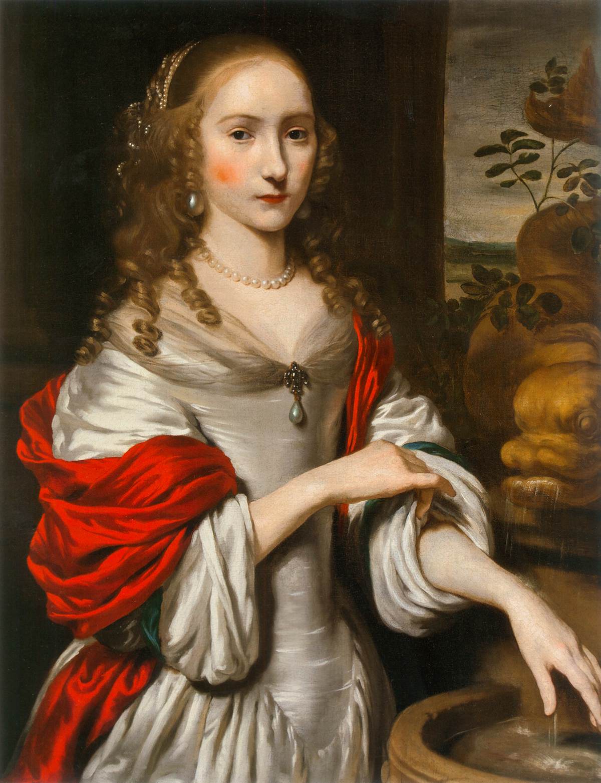 Portrait of a Young Girl Standing near a Fountain (detail)