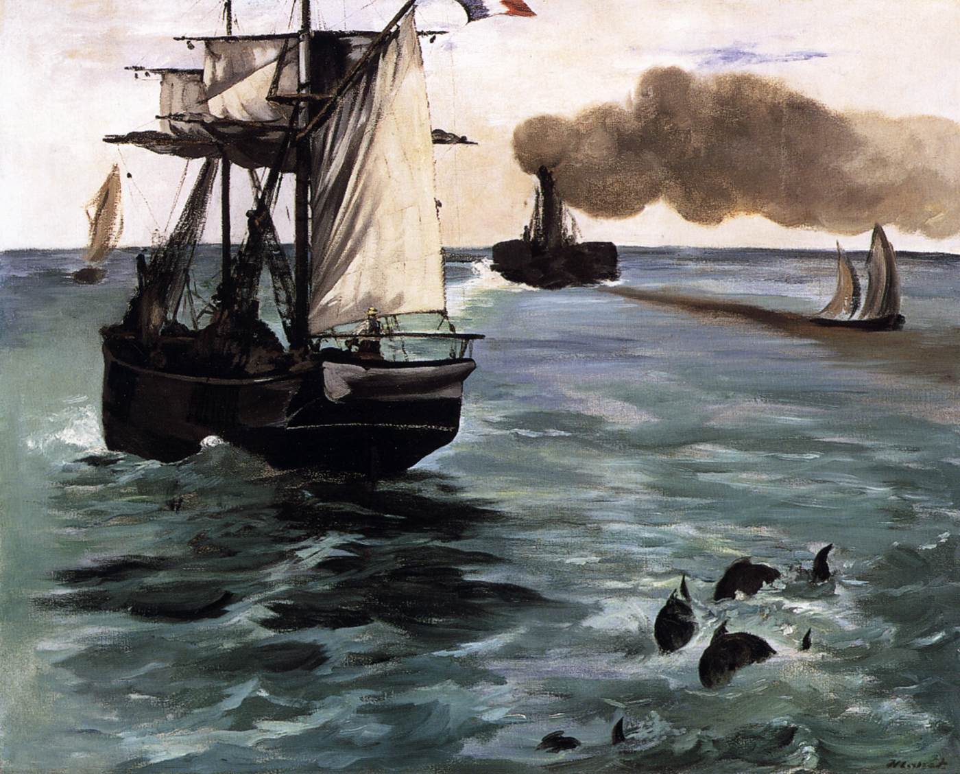 Marine View (Seascape with Porpoises)
