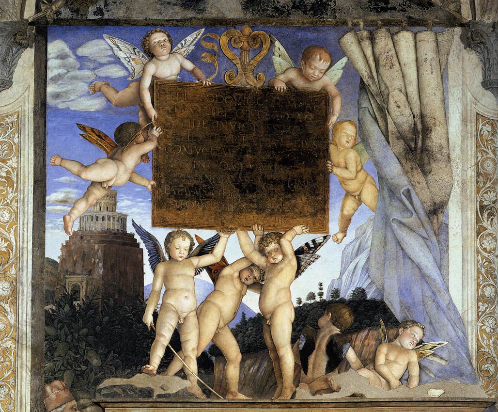 Inscription with Putti