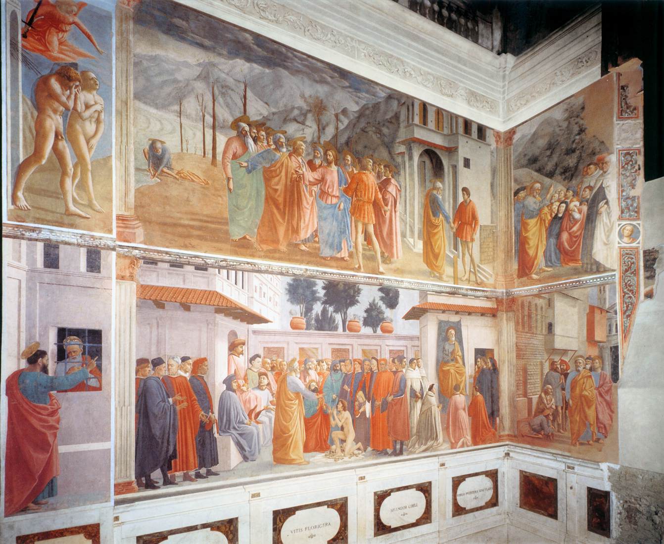 Frescoes in the Cappella Brancacci (left view)