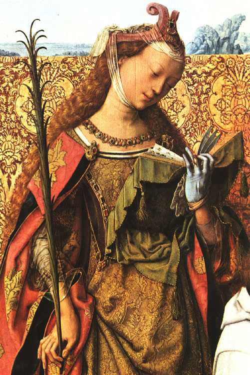 St Agnes, St Bartholomew and St Cecilia (detail)