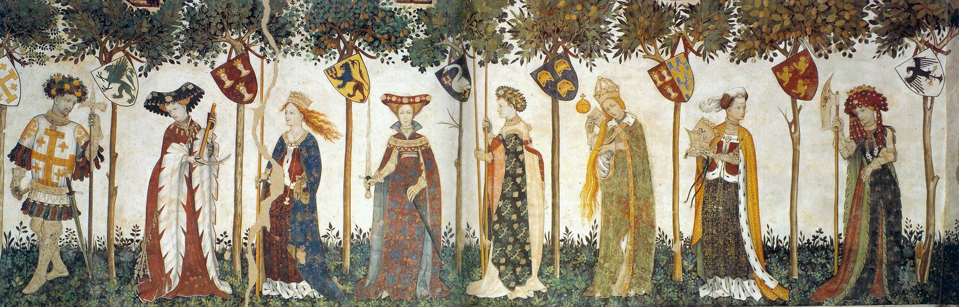 Nine Heroes and Nine Heroines (detail with eight figures)