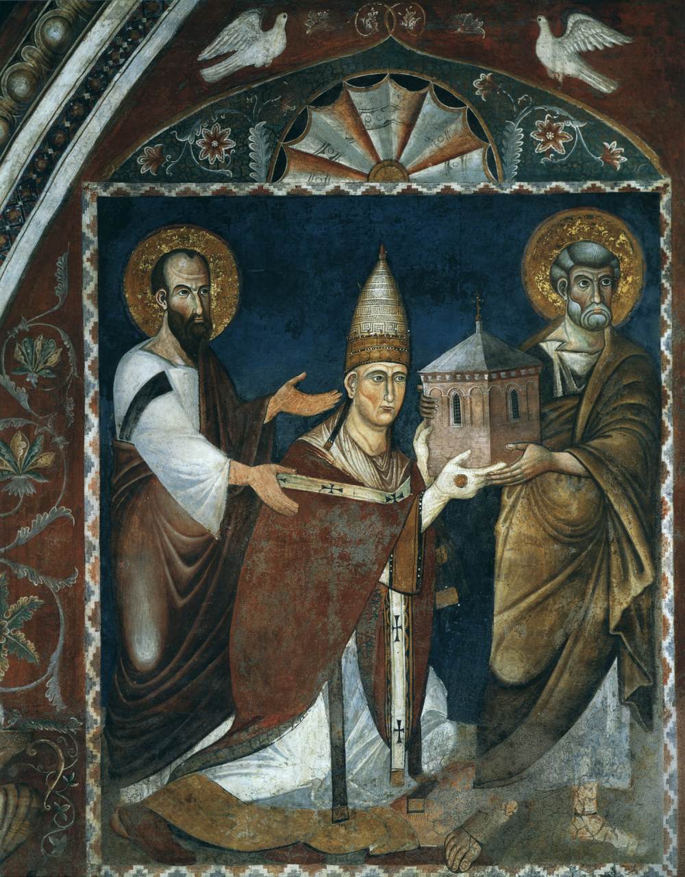 Pope Nicholas III Presented to Christ by Sts Peter and Paul (east wall, left)