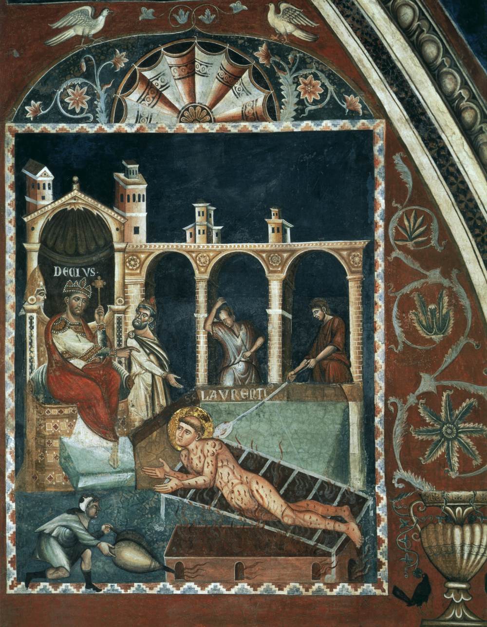 Martyrdom of St Lawrence (west wall, right)