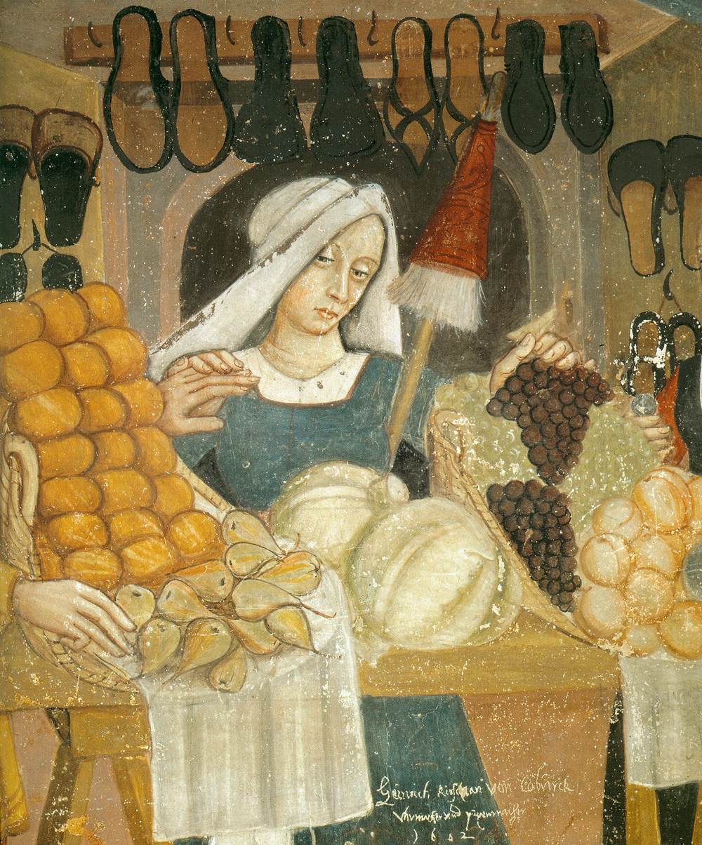 Fruit and vegetable stands (detail)