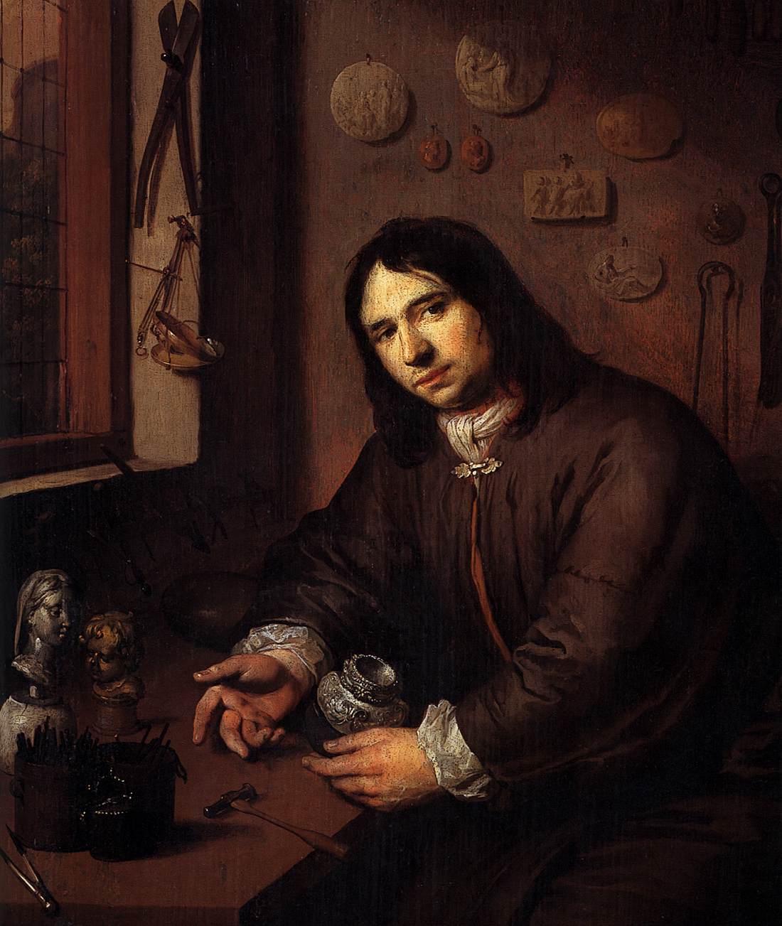 Portrait of a Silversmith in His Workshop (detail)