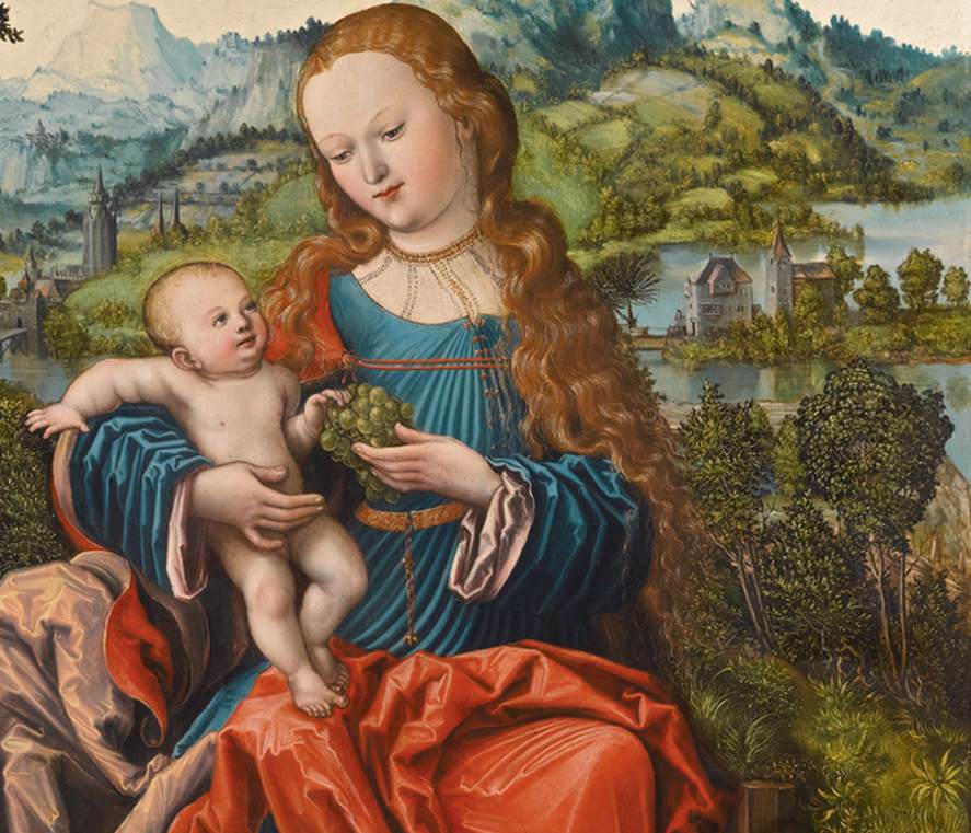 Virgin and Child on a Grassy Bank (detail)