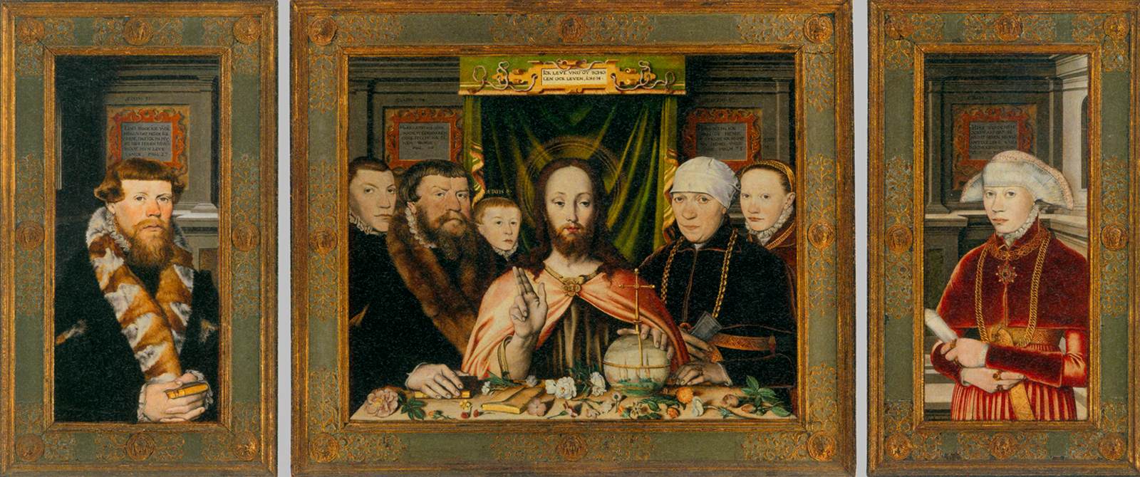 Christ Blessing, Surrounded by a Donor Family