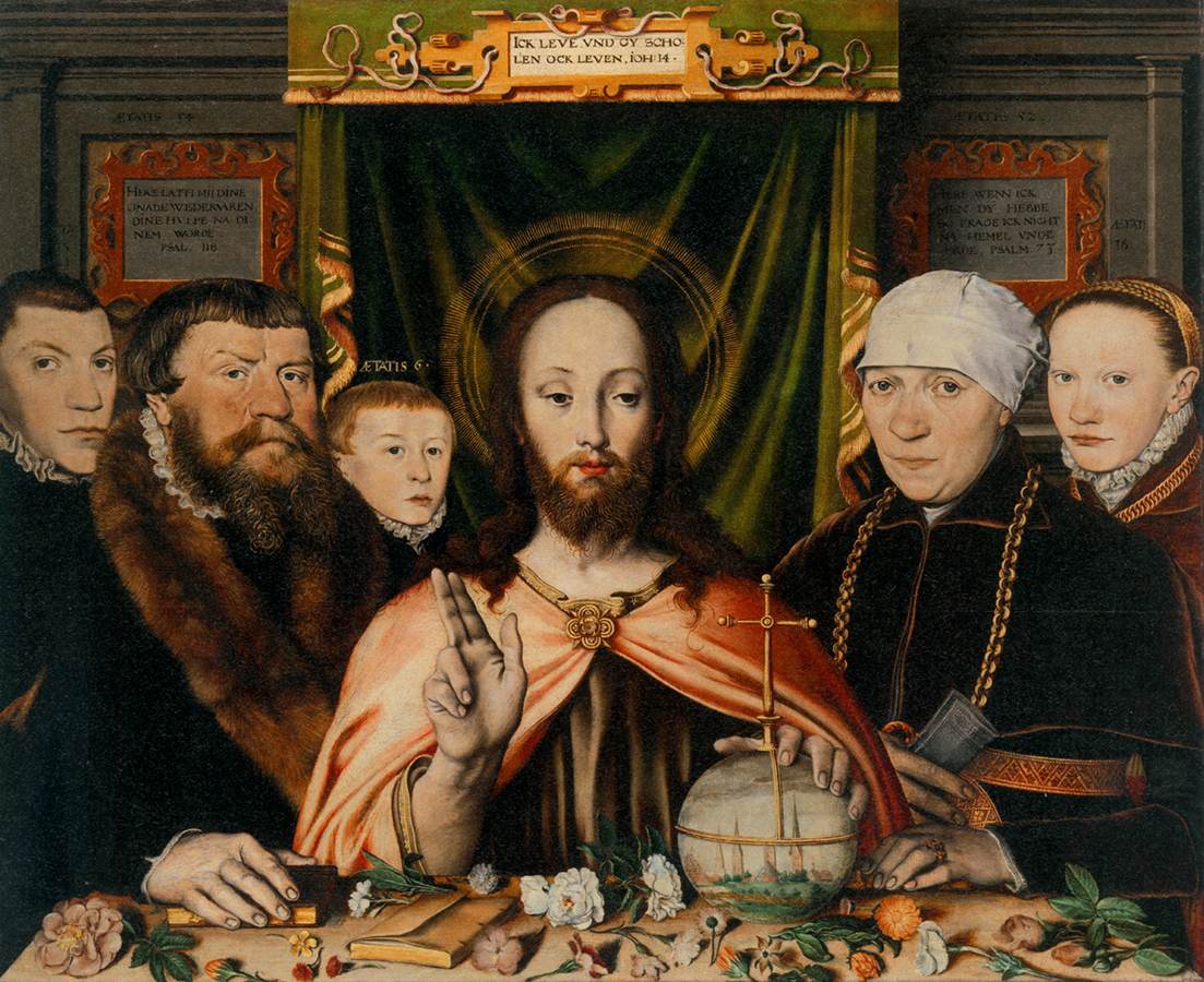 Christ Blessing, Surrounded by a Donor Family (central panel)