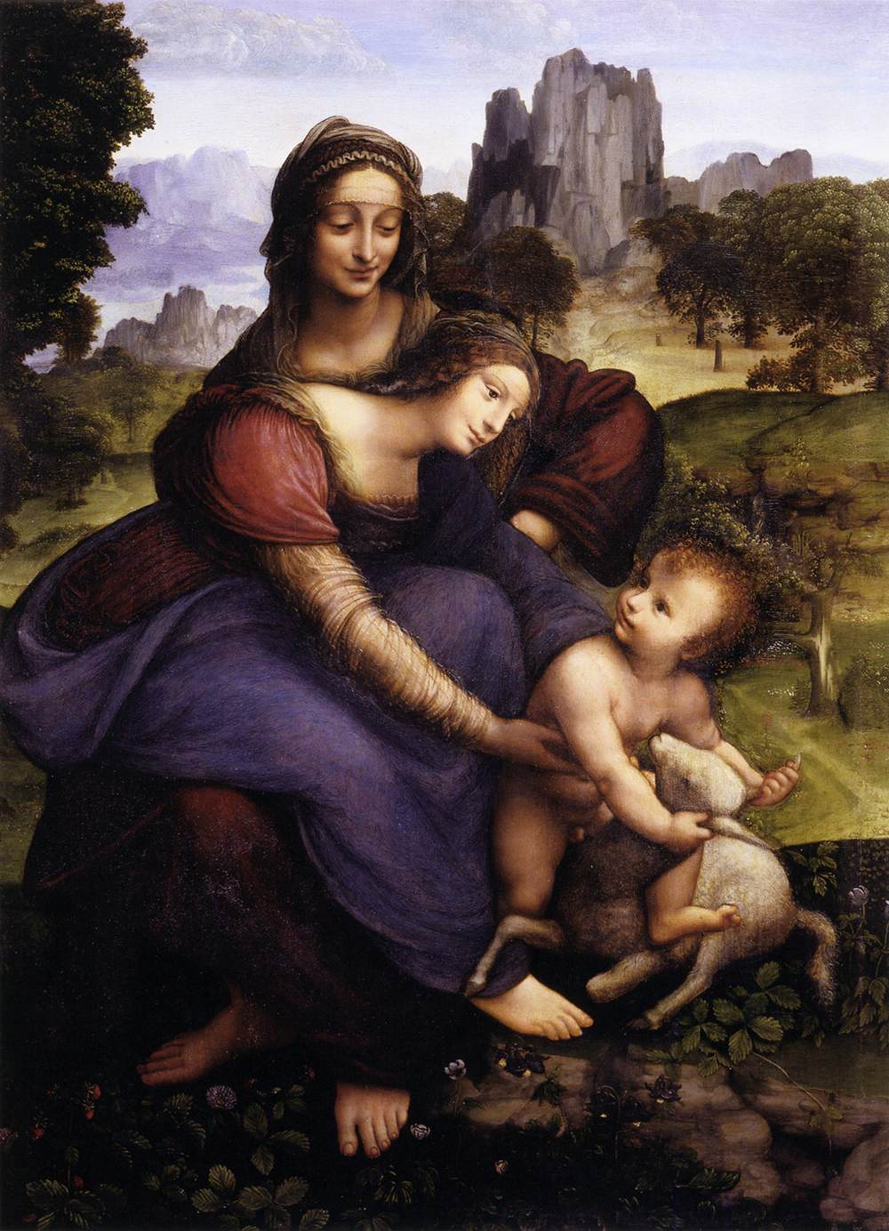 St Anne with the Virgin and the Child Embracing a Lamb