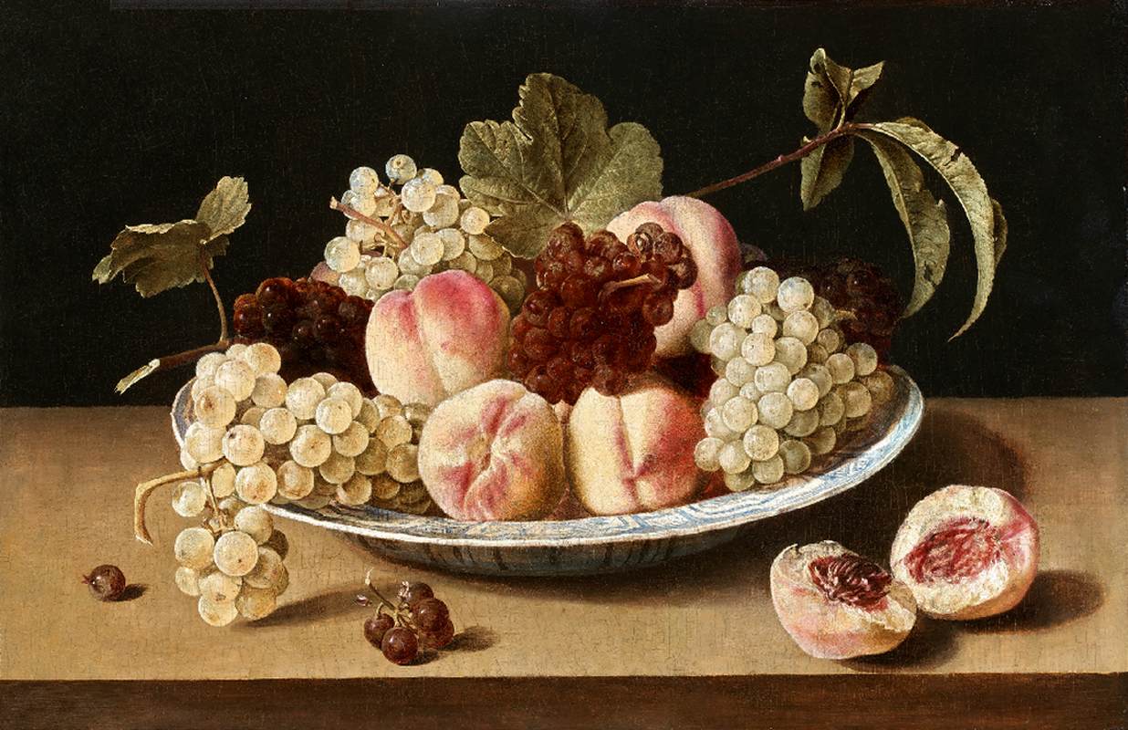 Still-Life with Peaches and Grapes in a China Bowl