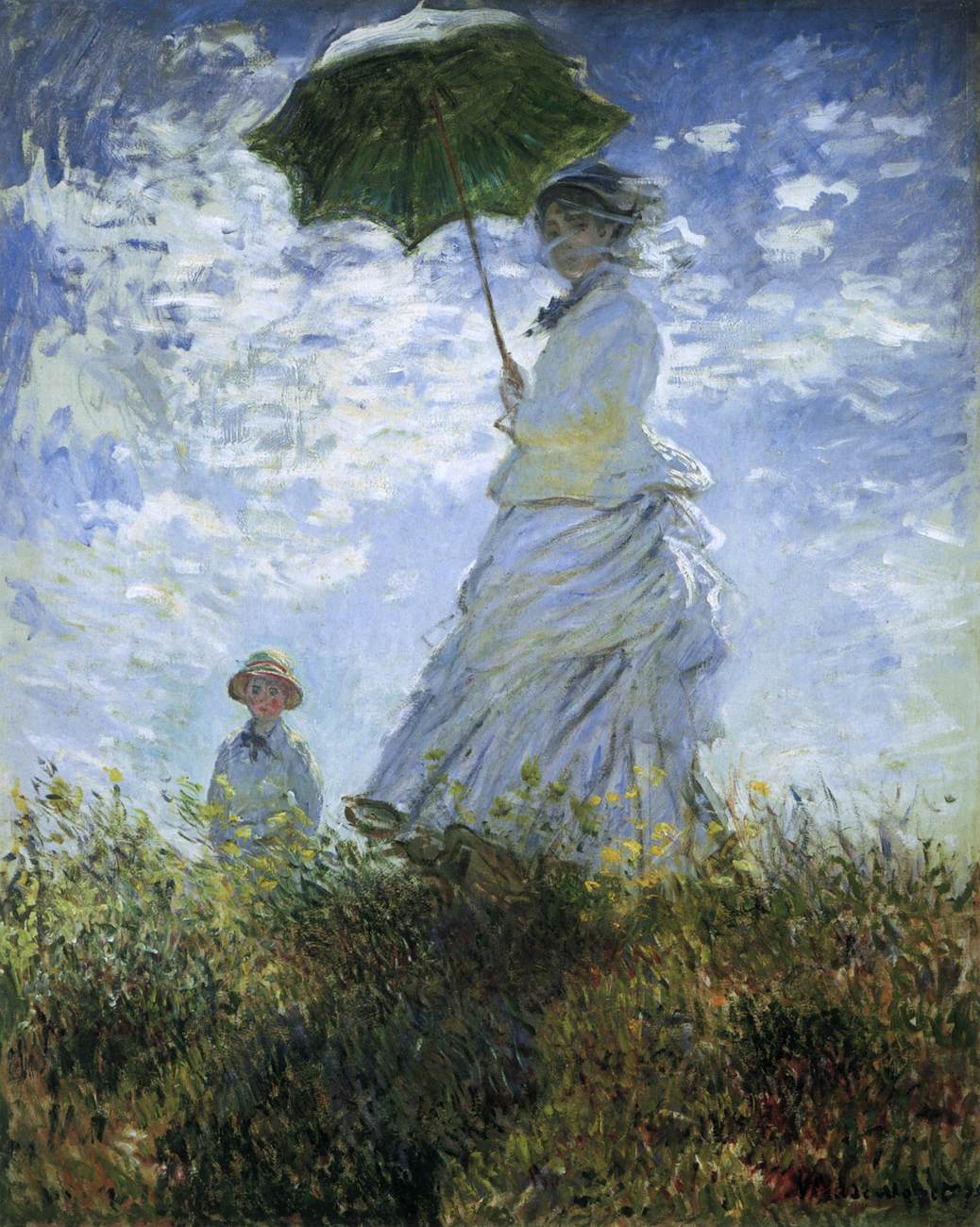 Woman with a Parasol - Madame Monet and Her Son