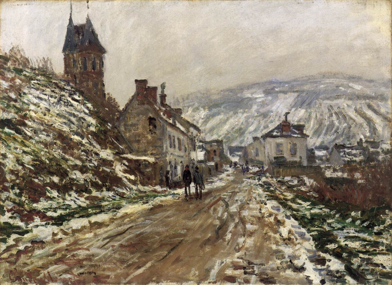 Road into Vétheuil in Winter