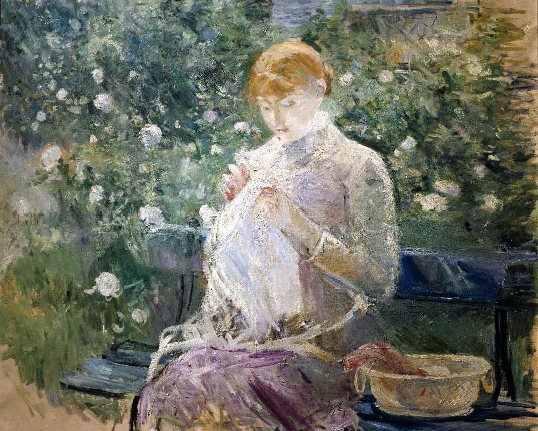 Pasie Sewing in the Garden