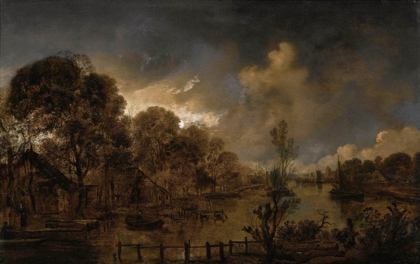 A Canal by Moonlight