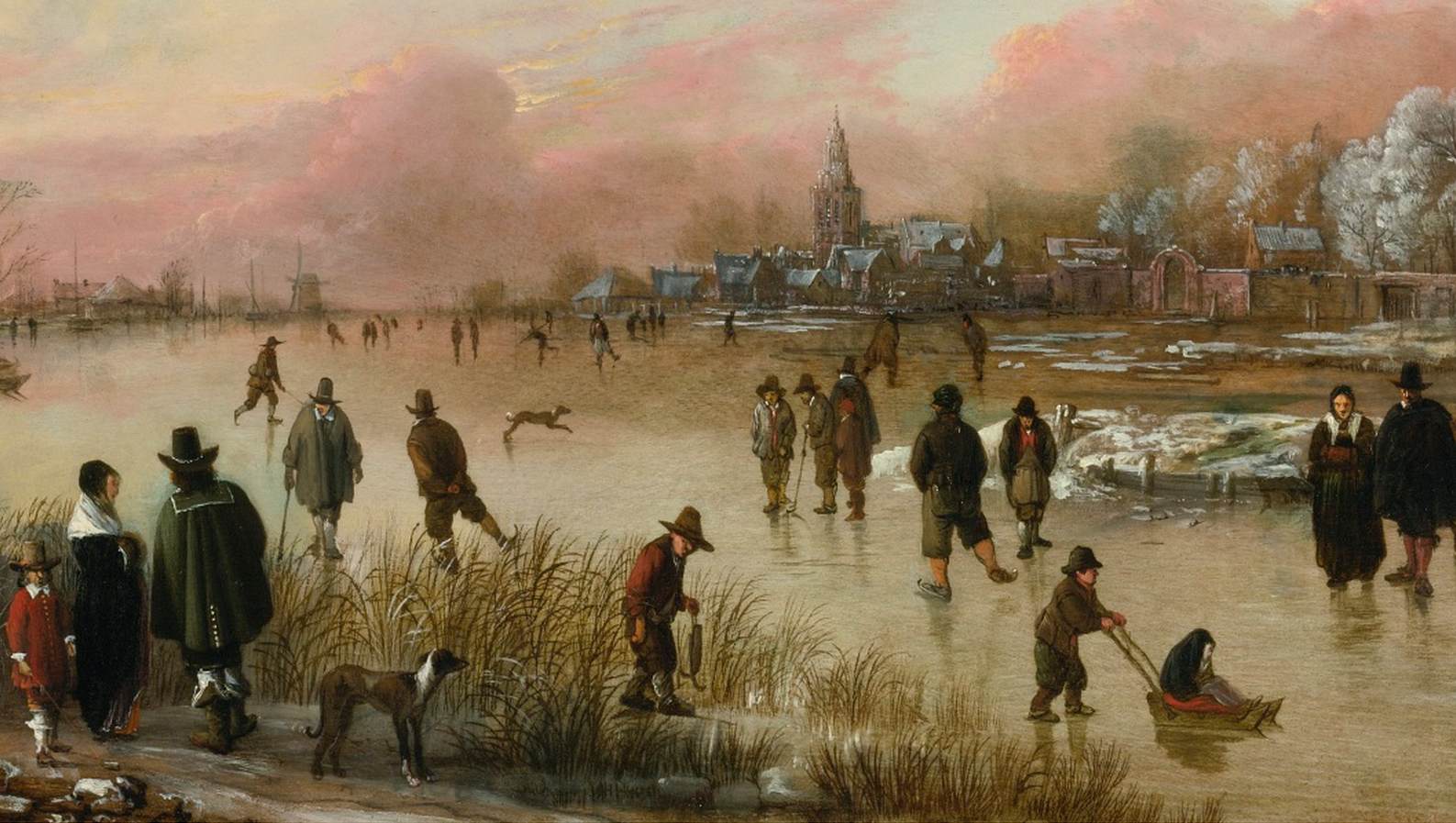 Frozen River at Sunset (detail)
