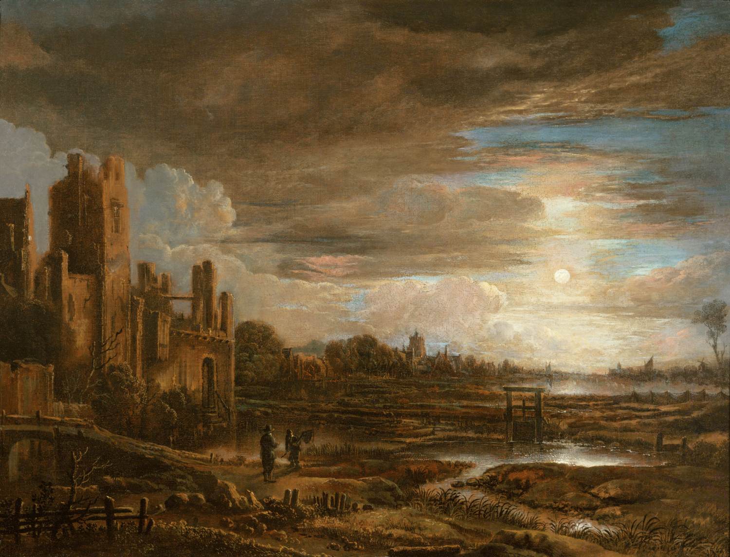 A Moonlit Landscape with Ruins