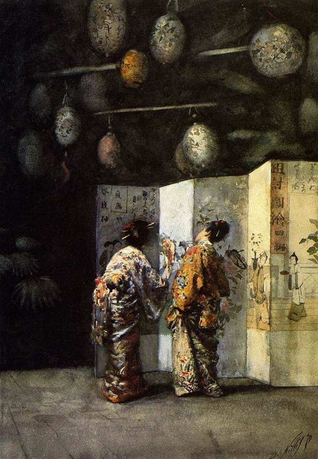 Japanese Ladies Admiring a Screen