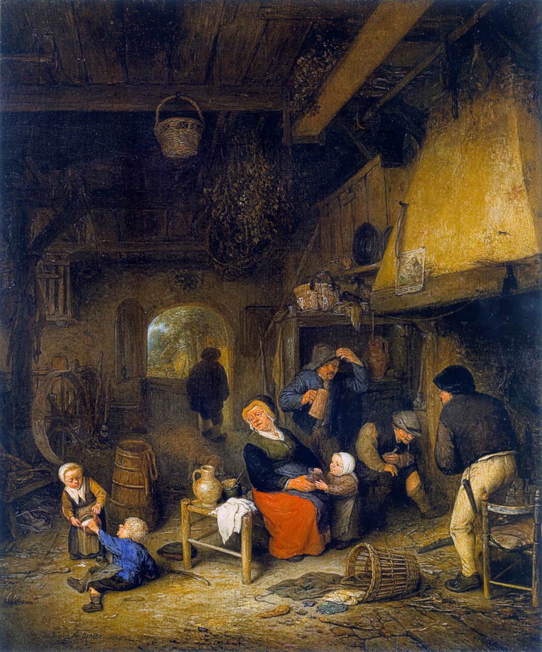 Peasant Family by a Hearth