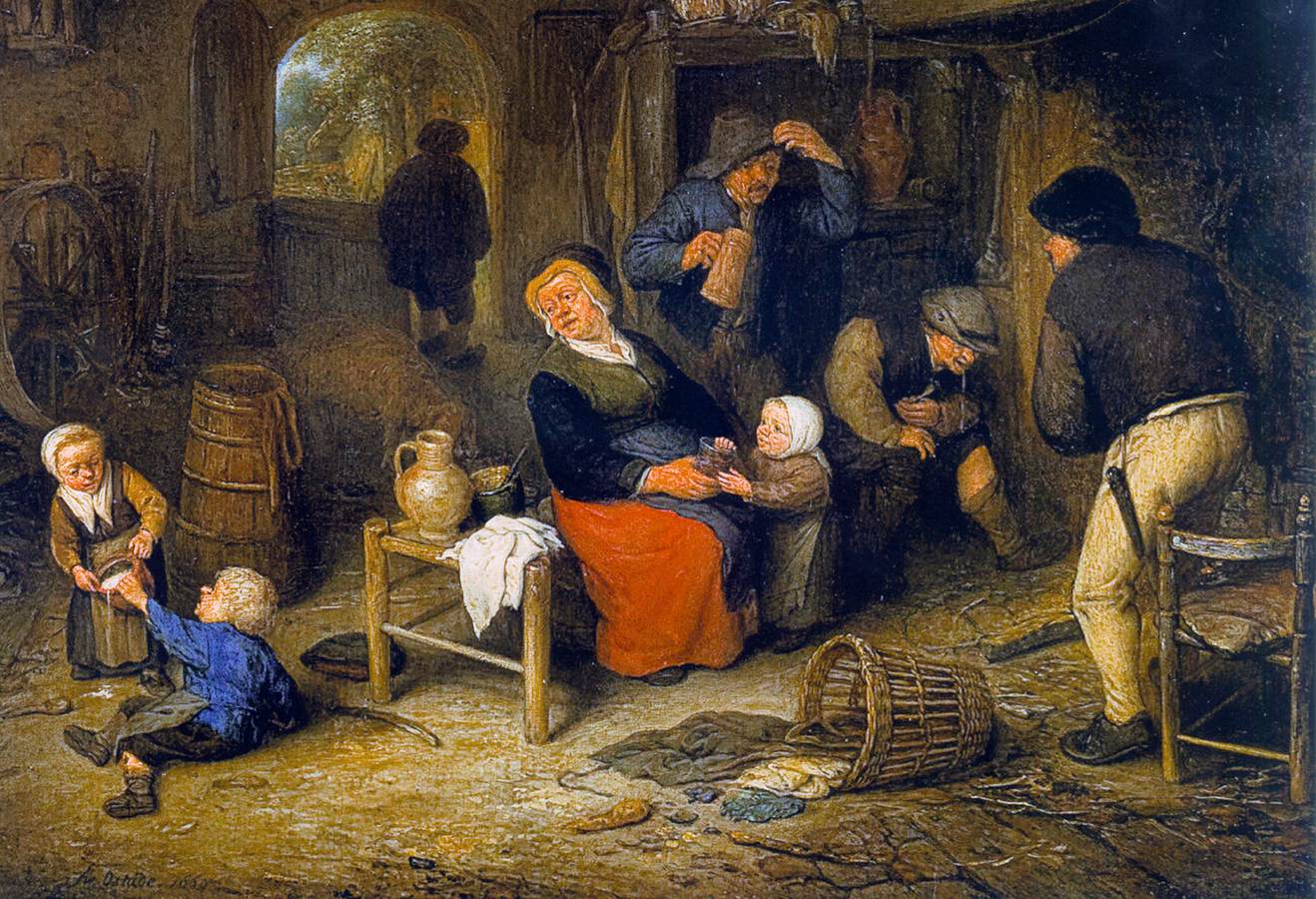 Peasant Family by a Hearth (detail)