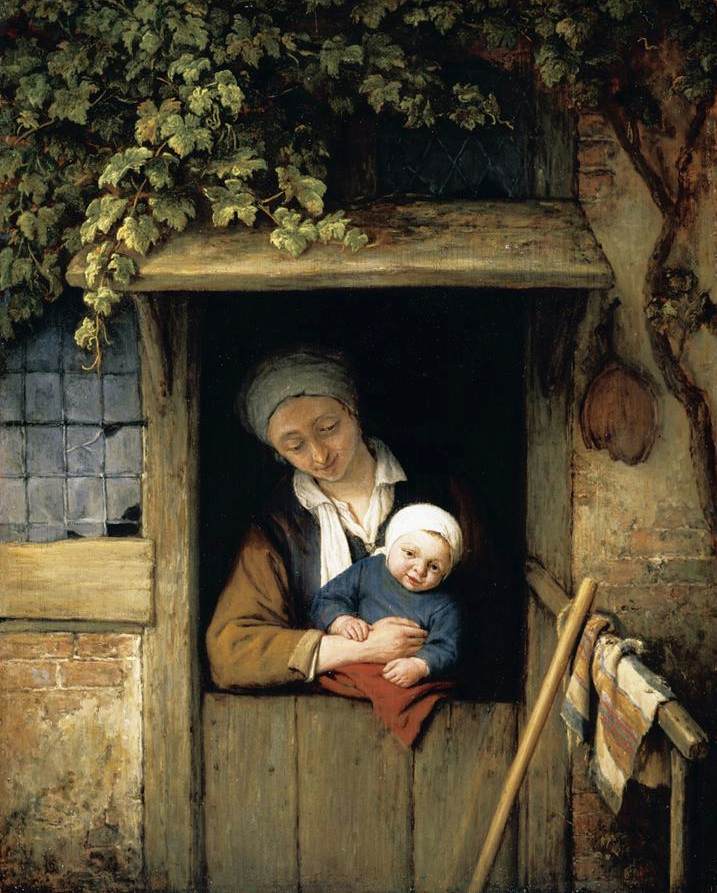 Mother Holding her Child in a Doorway
