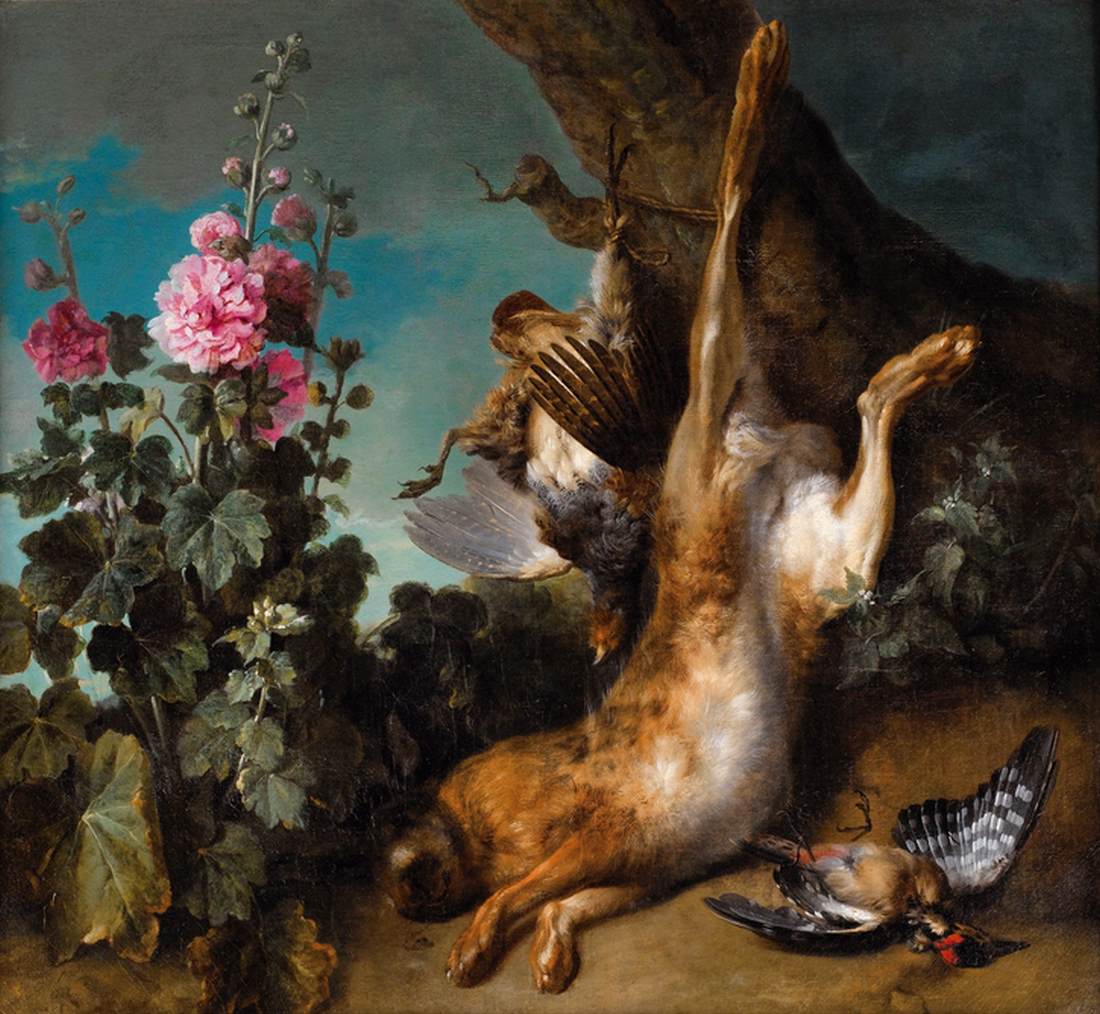 Still-Life with a Partridge, a Hare and Hollyhock